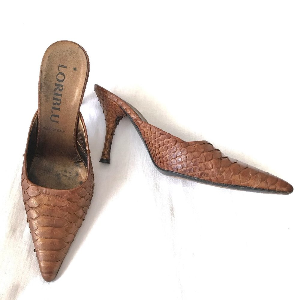 Loriblu Italian Genuine Pearlized Python Mules - image 5